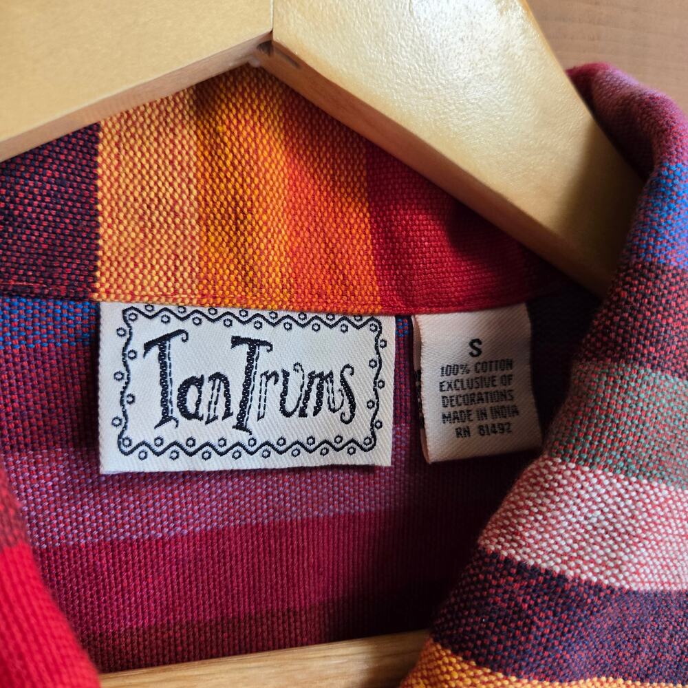 Vintage Rainbow Striped Jacket Y2K Serape Button Up Shacket Boho Southwestern S - Picture 5 of 5